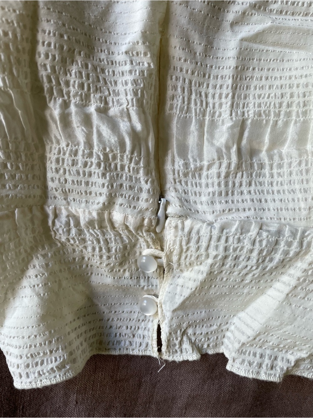 Rachel Comey Cream Textured Women’s Silk Turtleneck with Button Detail